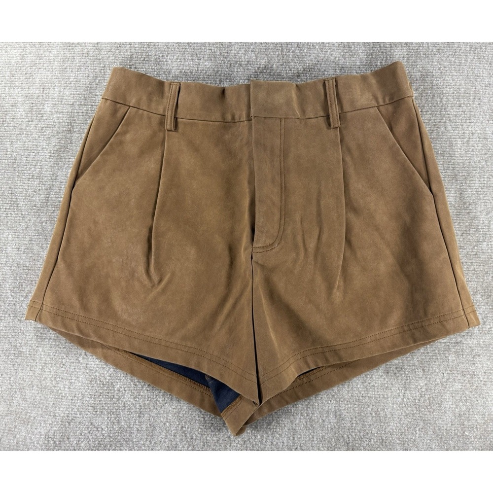 Free People Brown Faux Suede Shorts High Rise Elastic Back Women's M